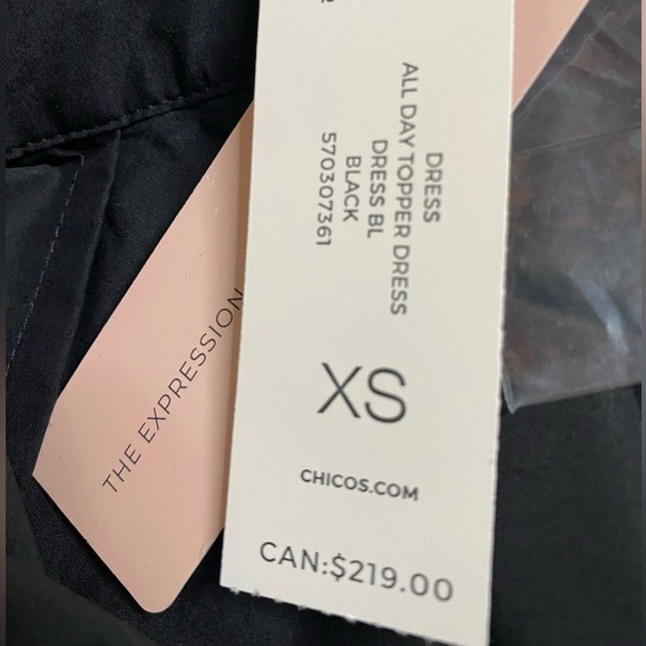 NWT Chico’s Black Label Black All Day Topper Long Sleeve Shirt Dress W/Belt XS - Picture 6 of 7